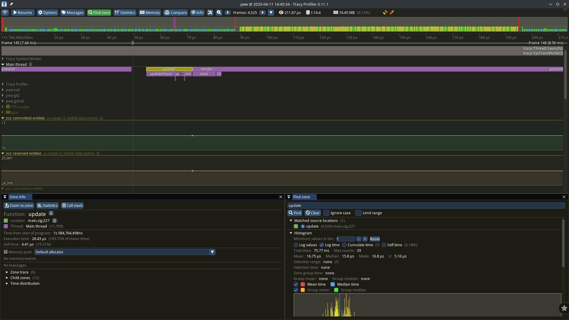 screenshot of the Tracy profiler