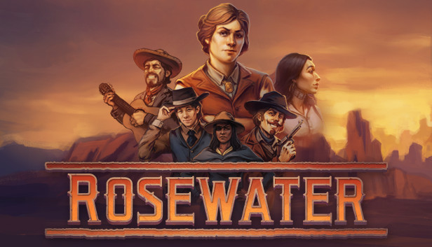 key art for the western themed game 'rosewater'