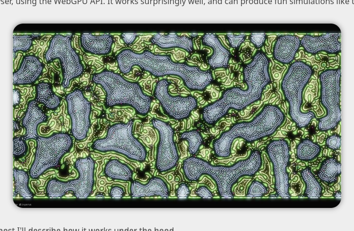 screenshot of a blog post showing a particle sim