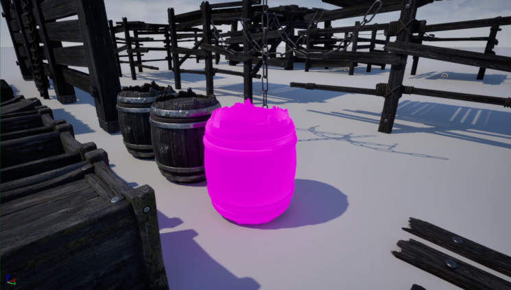 a bunch of game objects, one with an obviously missing texture